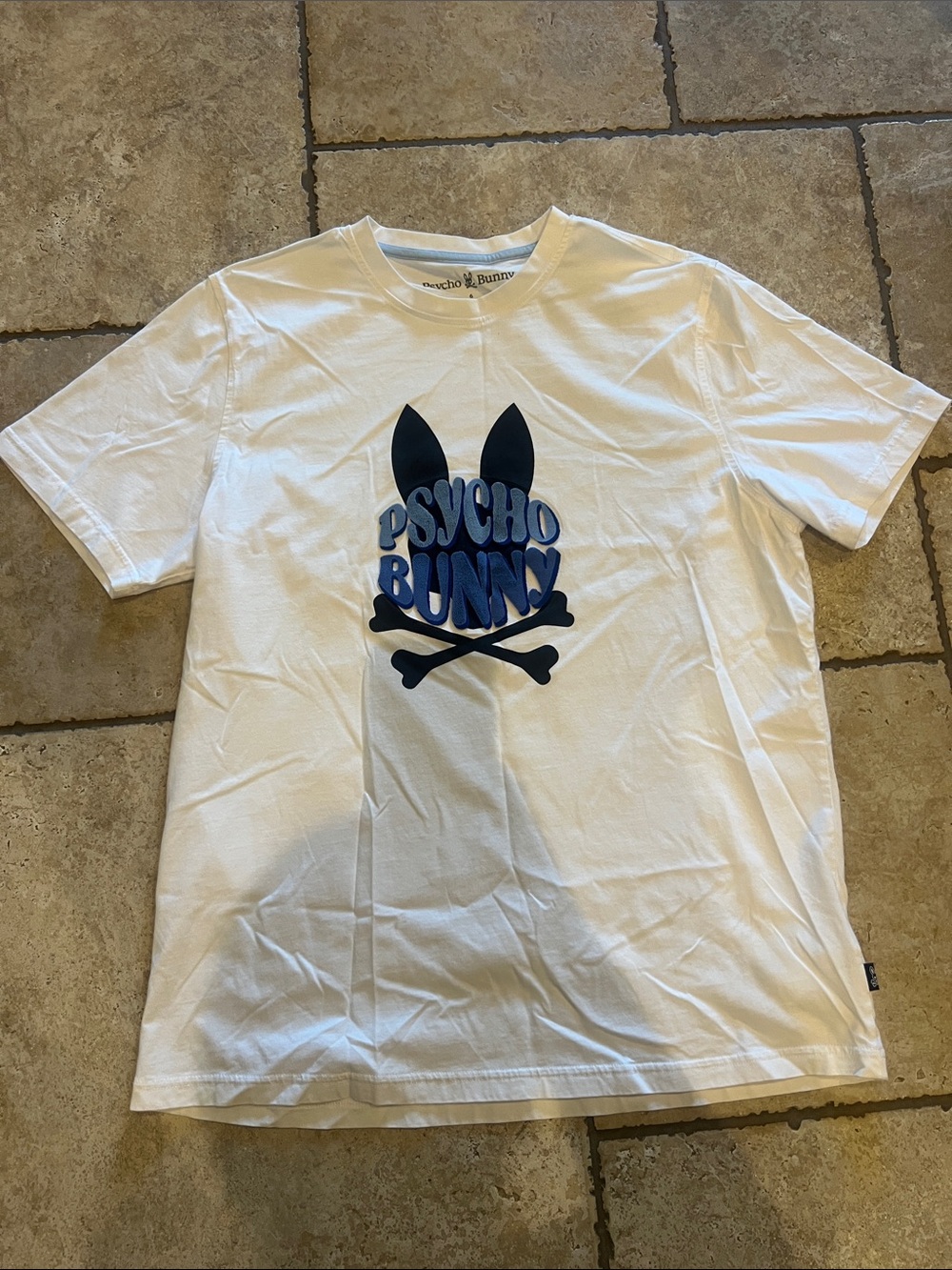 Psycho Bunny White Tee with Navy Logo